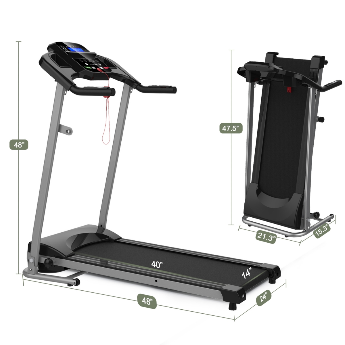 Streamdale Furniture Folding Treadmill For Small Apartment, Electric Motorized Running Machine For Gym Home, Fitness