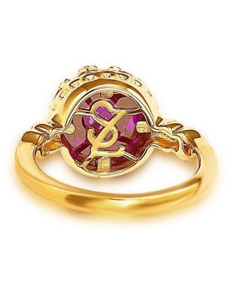 Suzy Levian Sterling Silver Cubic Zirconia Purple Cabochon Cocktail Ring