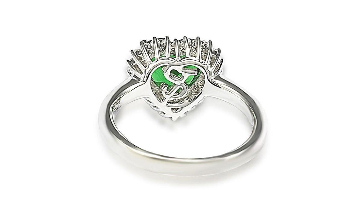Suzy Levian New York Suzy Levian Sterling Silver Cubic ZirconiaHeart Halo Ring - Green