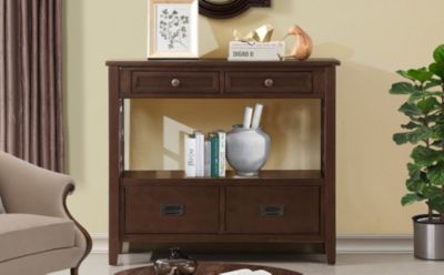 36" Farmhouse Console Table with Drawers and Shelf