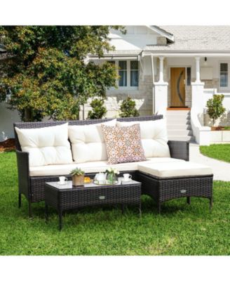 3 Pieces Patio Furniture Conversation Sets with 5 Cozy Cushions