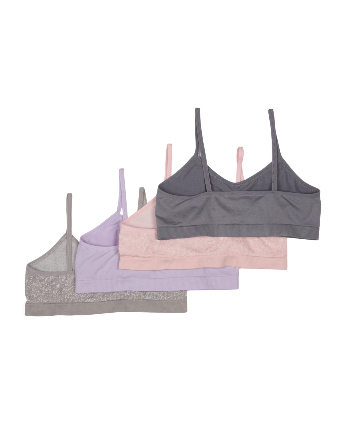Bearpaw Girls 4-Pack Multi Color Seamless Training Bra - lilac, light gray, pink