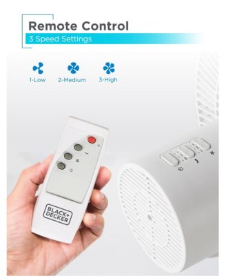 Black +decker 12-Inch Dual Blade Table Fan with Remote, 3 Speed Settings  Air Circulation Appliance