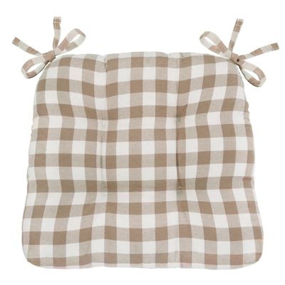 Country Living Gingham Plaid Checkered Farmhouse Chair Cushion Pads, 8-Piece Set