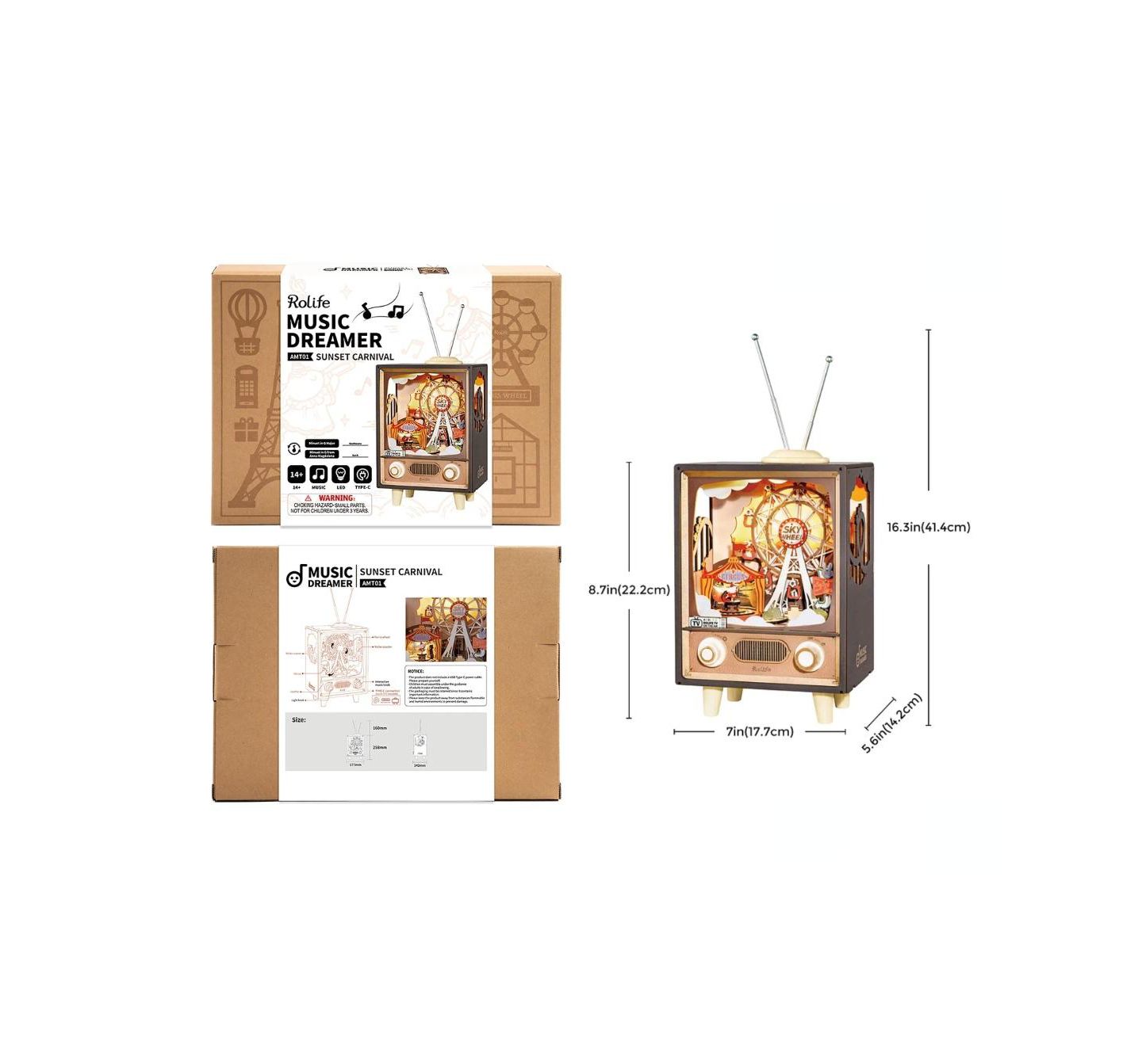 Детские конструкторы Flash Popup Sunset Carnival 3D Music Box Puzzle, 174-Piece, Ages 14+ — фото 3