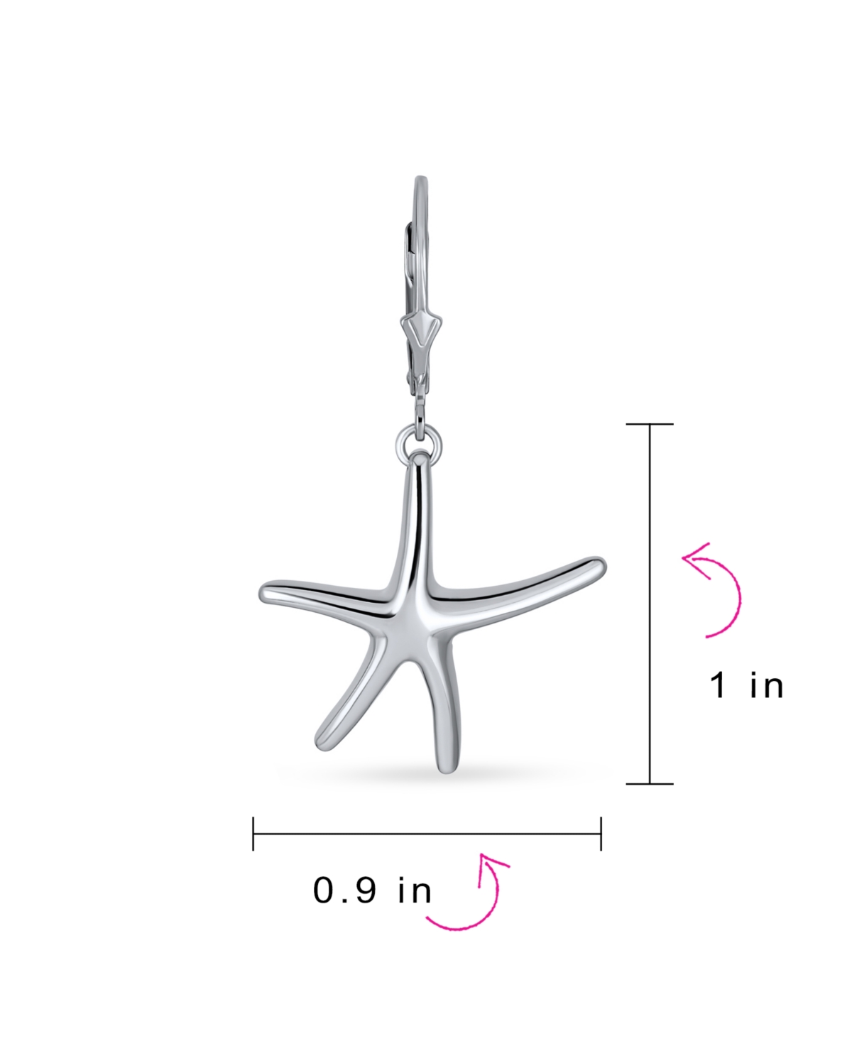 Bling Jewelry Hawaiian Seaside Escape Tropical Vacation Nautical Dangle Starfish Earrings Simple Lever Back SterlingJewelry For Women an
