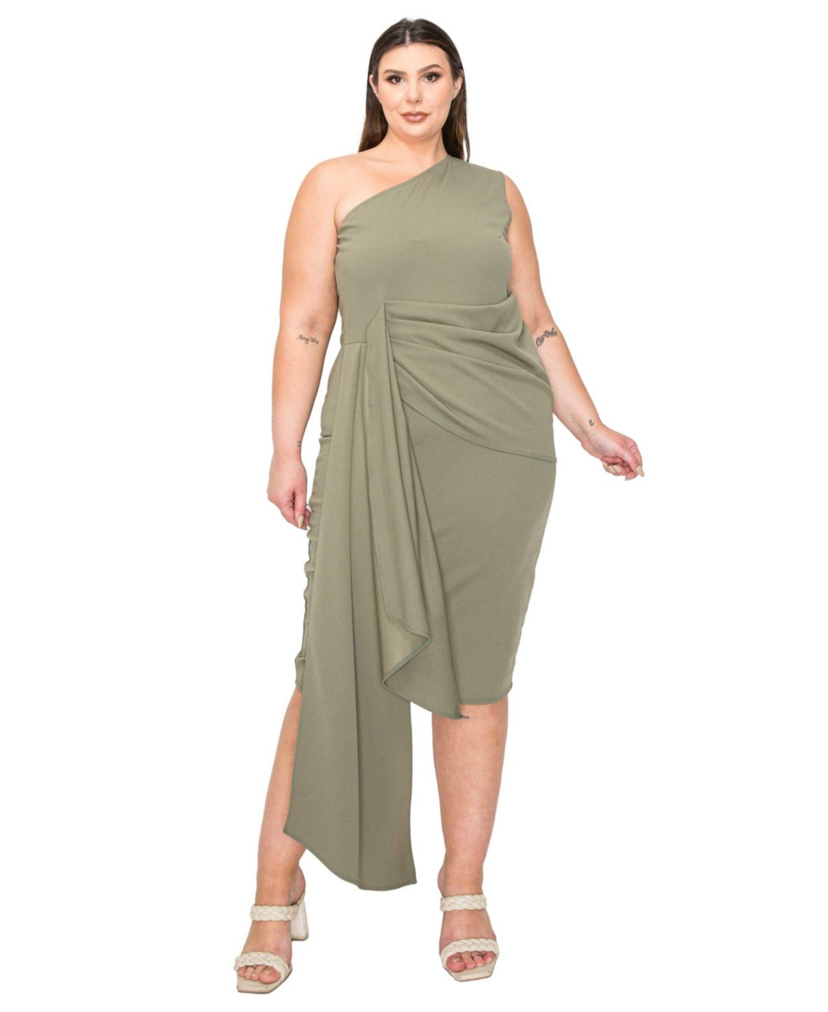 L I V D Plus Size Esme Front Draped Sash Dress