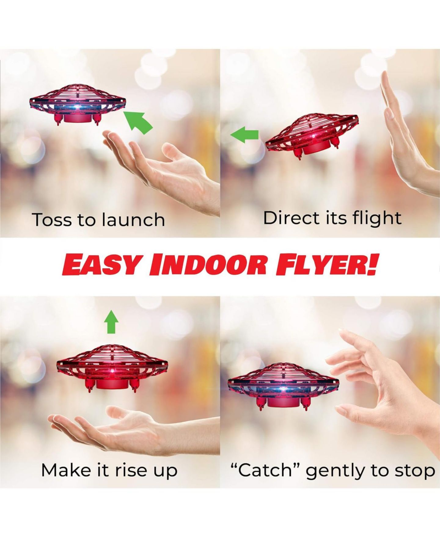 Детская игрушка Force1 Scoot Hand Operated Drone for Kids or Adults - Red, цвет: Красный — фото 3