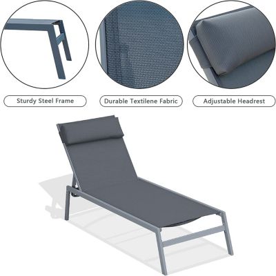 Streamdale 3-Piece Patio Lounge Set with Adjustable Backrest in Grey