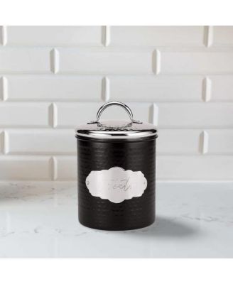 Cavalier Small Metal Canister Treats Jar, 40 oz., Black w/ Silver Lid