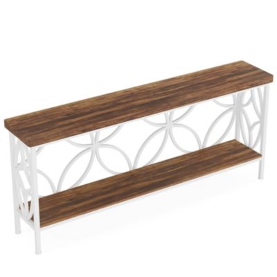 70.9-Inch Narrow Sofa Table, Industrial Long Sofa Table Behind Couch for Entryway, Living Room, Foyer, Unique Design