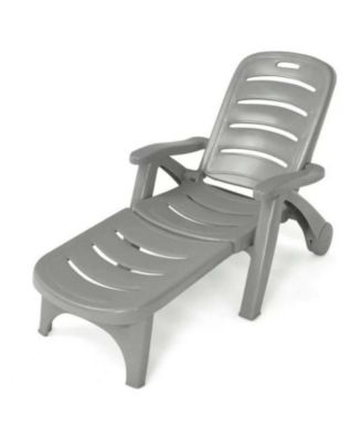 5 Position Adjustable Folding Lounger Chaise Chair on Wheels