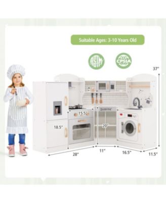 Corner Kids Play Kitchen with Washing Machine & Ice Maker Perfect Gift for Creative Play