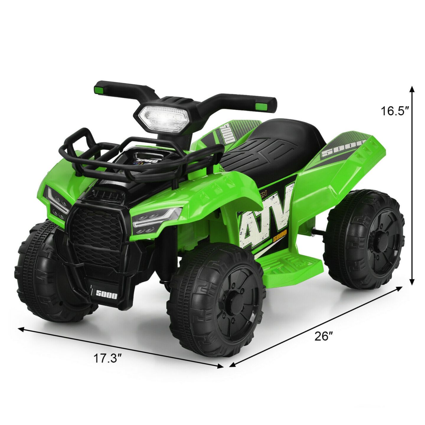 Детская игрушка Slickblue 6V Kids Quad Electric Ride-On ATV with LED Light and MP3, For 1 Rider, Ages 18-36 Months, цвет: Зелёный — фото 7