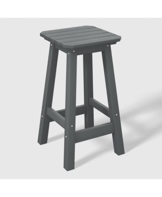 24" HDPE Outdoor Patio Counter High Backless Square  Set of 3