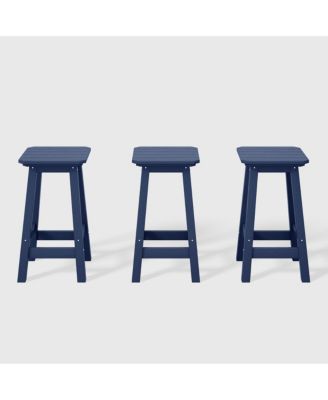 24" HDPE Outdoor Patio Counter High Backless Square  Set of 3