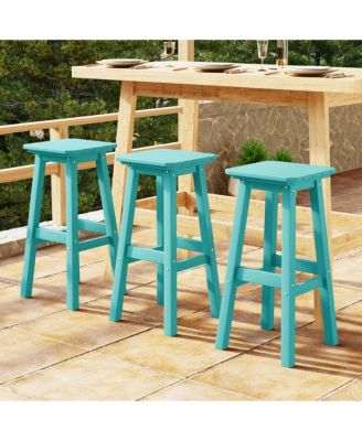 29" HDPE Outdoor Patio Square Bar Stools (Set of 3)