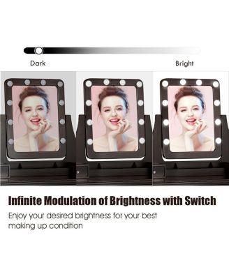 Vanity Dressing Table Set with 10 Dimmable Bulbs and Cushioned Stool