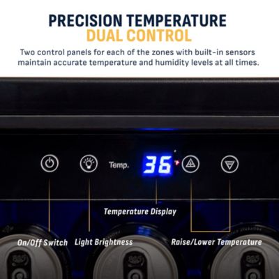 24 Inch Premium Built-in Dual Zone 20 Bottle and 60 Can French Door Wine and Beverage Fridge in Stainless Steel with SplitShelf