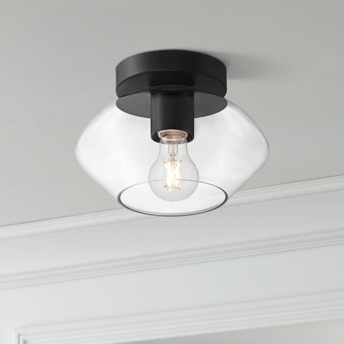 Possini Euro Design Gustin Modern Ceiling Light Semi Flush-Mount Fixture 8 3/4