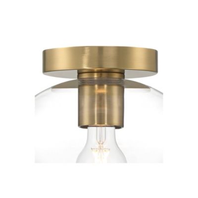 Gustin Modern Ceiling Light Semi Flush-Mount Fixture 8 3/4" Brass Clear Glass for Bedroom Kitchen Living Room