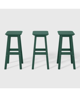 29" HDPE Outdoor Patio Square Bar Stools Set of 3
