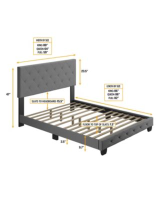 Chloe Linen Upholstered Platform Bed Frame with Adjustable Headboard - - Full