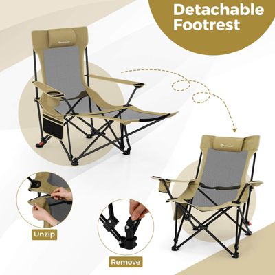Folding Camping Chair with Detachable Footrest