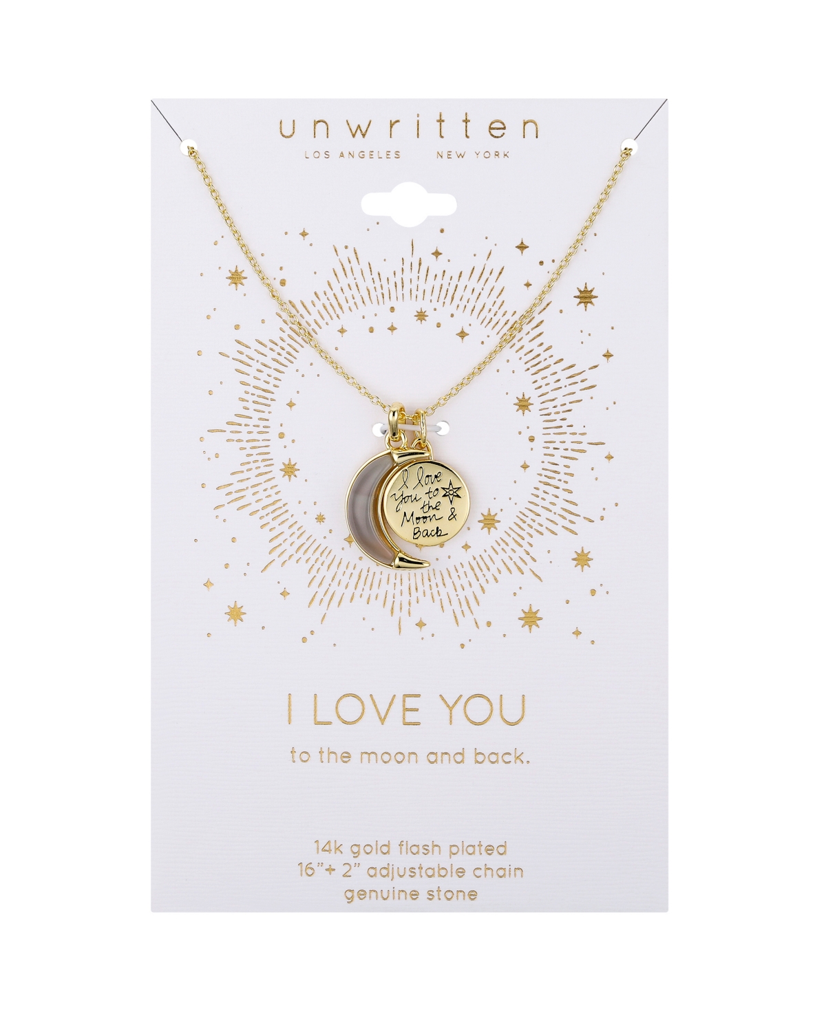 Shop Unwritten Agate Moon I Love You To The Moon And Back Charm Pendant Necklace In Gold