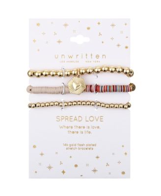 Multi Color Disk Heart Beaded Stretch Bracelet Set