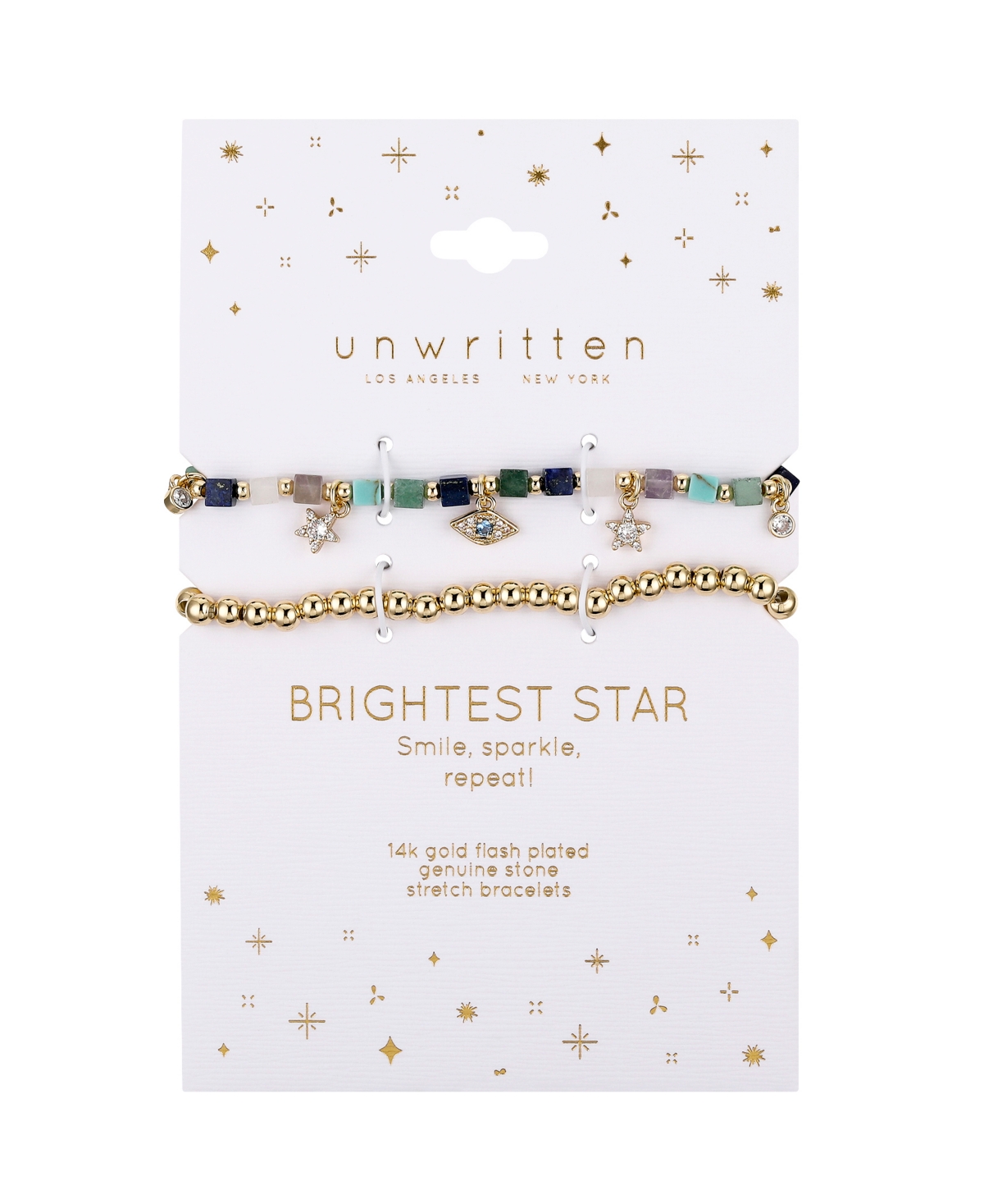 Unwritten Multi Color Stone Cubic Zirconia Evil Eye Star Beaded Stretch Bracelet Set
