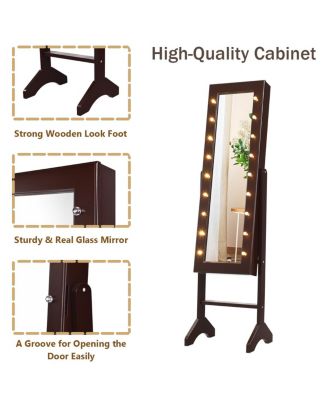 18 LED lights Mirrored Jewelry Cabinet Organizer
