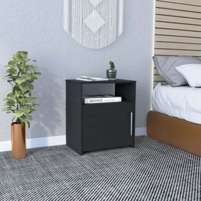 Streamdale Omaha Nightstand with Metal Handle and Shelf