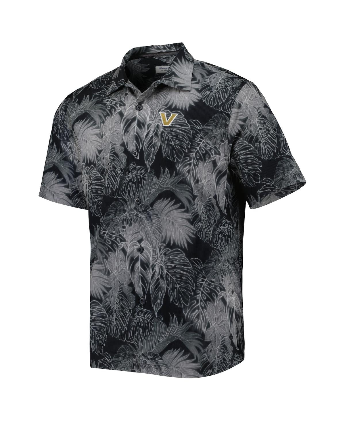 Tommy Bahama Men's Black Atlanta Falcons Coast Luminescent Fronds Camp Islandzone Button-up Shirt In Black