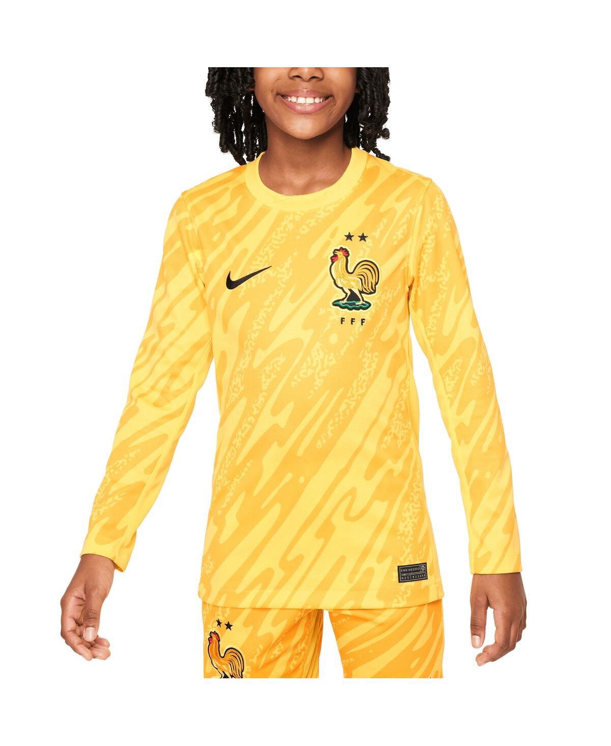 Nike Big Boys and GirlsFrance National Team 2024 Goalkeeper Replica Stadium Long Sleeve Jersey - Yellow