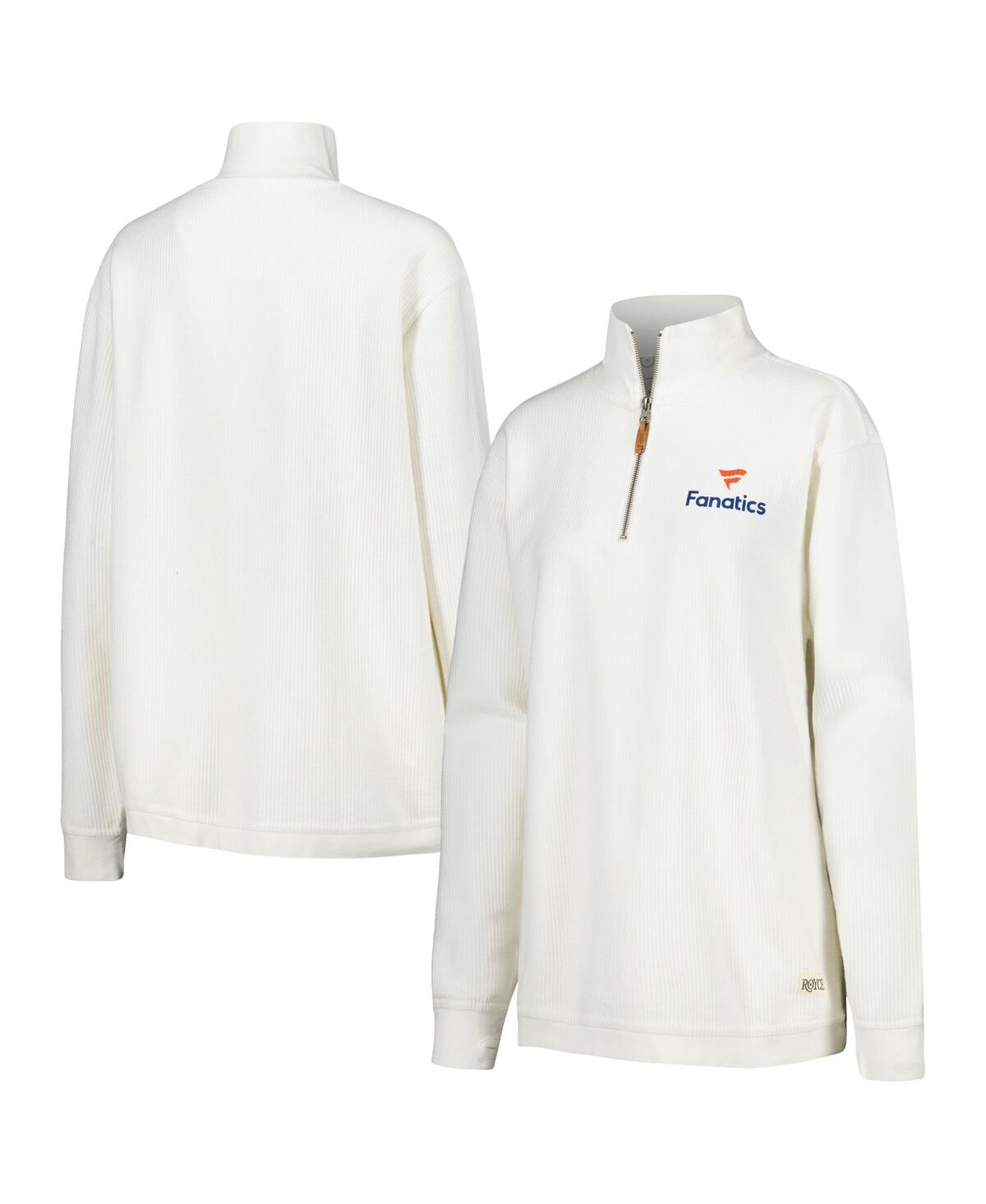 Pressbox Women's Cream Fanatics Corporate Corduroy Quarter-zip Jacket In White