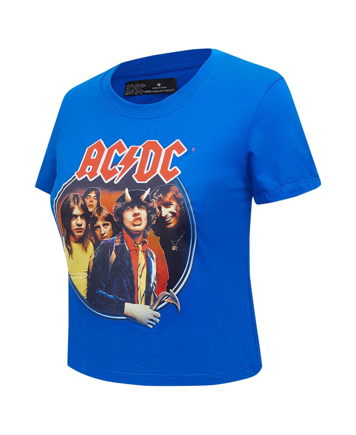 FREEZE MAX WOMEN'S ROYAL AC/DC HIGHWAY TO TOUR 1979 BABY DOLL CROPPED T-SHIRT 