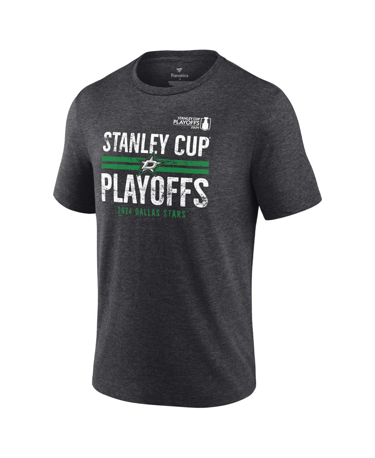 Fanatics Men'sDallas Stars 2024 Stanley Cup Playoffs Crossbar Tri-Blend T-Shirt - Heather Charcoal