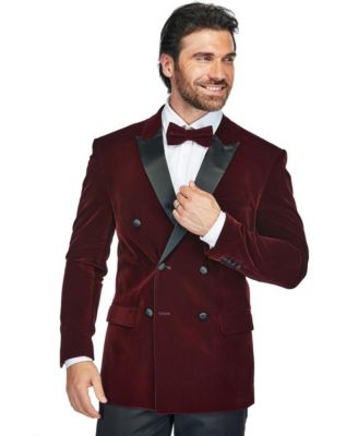 Men's 2 Piece Double Breasted Velvet Birdseye Lapel Slim Fit Tuxedo