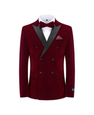 Men's 2 Piece Double Breasted Velvet Birdseye Lapel Slim Fit Tuxedo