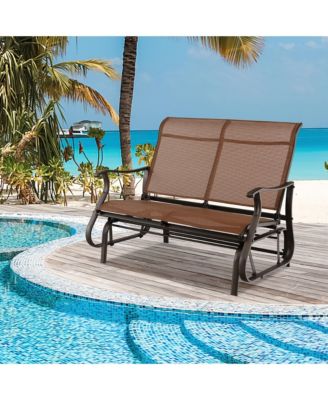 2-Person Patio Swing Glider Bench Loveseat Rocking Chair High Back Deck