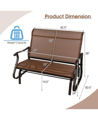 2-Person Patio Swing Glider Bench Loveseat Rocking Chair High Back Deck
