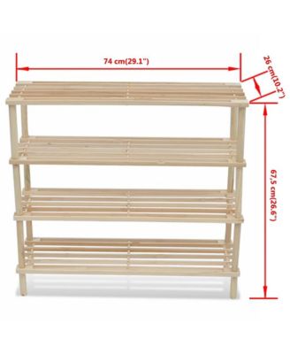4-Tier Shoe Racks 2 pcs Solid Fir Wood
