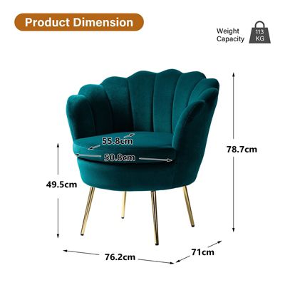 Modern Velvet Barrel Chair with Channel Tufted Back