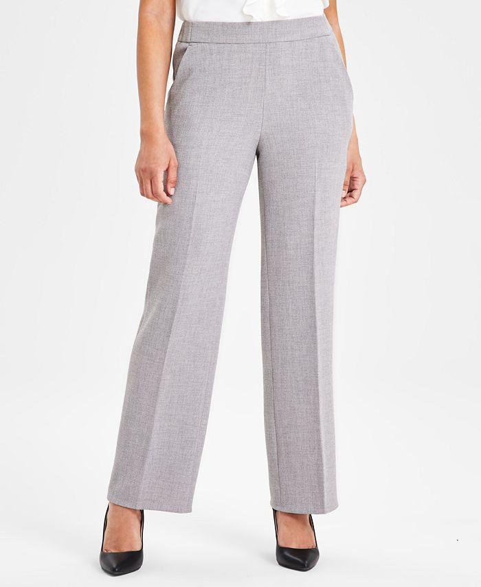 Kasper Women's Pants Check Pull on Trousers Straight Brown Size 12