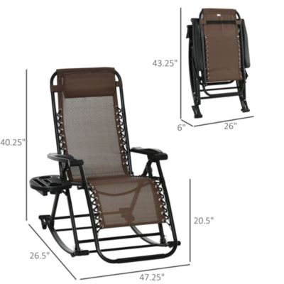 Folding Brown Rocking Chair with Phone Holder