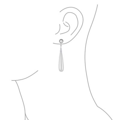 Elegant Sleek Long White Pearl Dangling Chandelier Clip-on Earrings Gold Plated