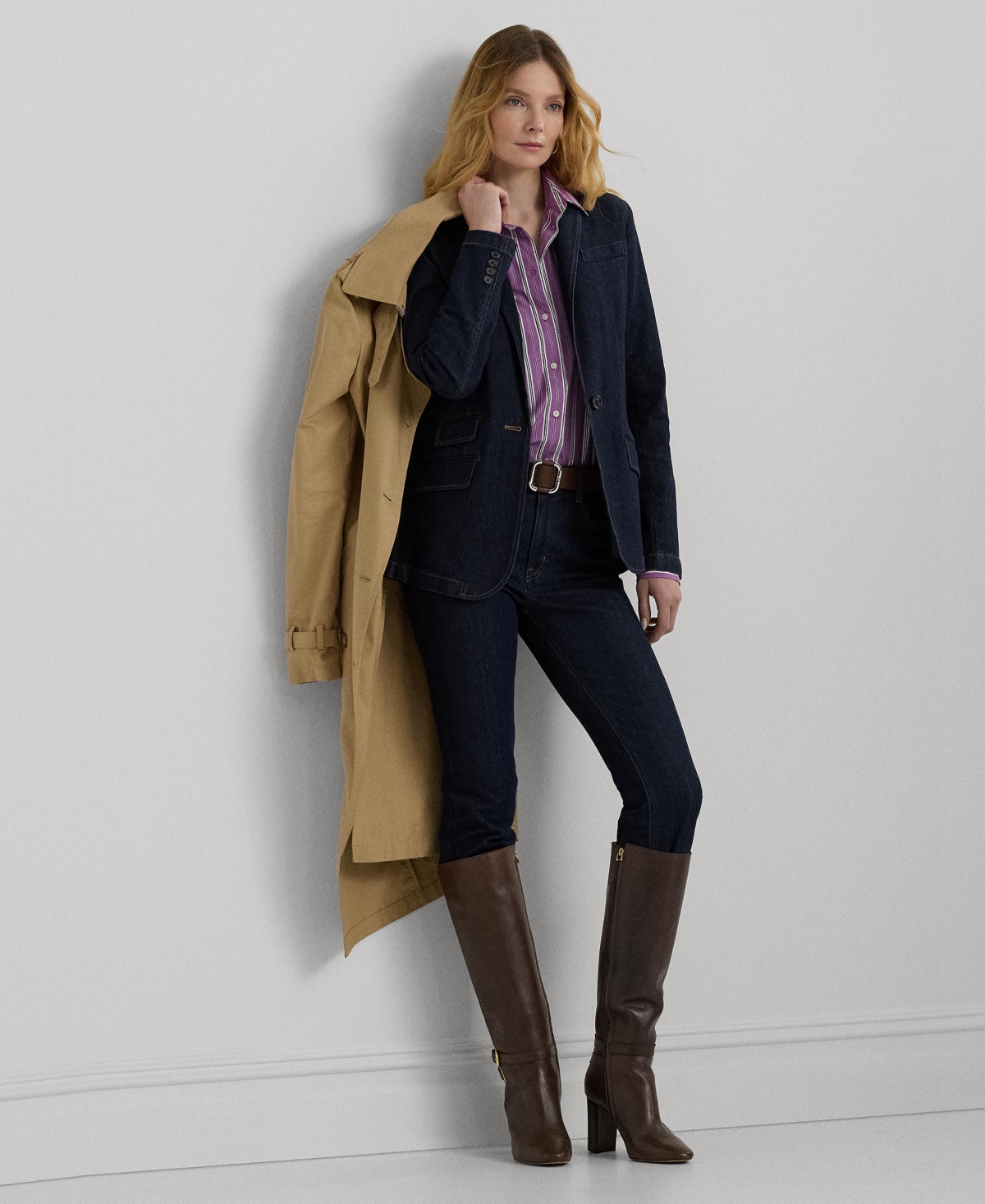 Lauren Ralph Lauren Women's One-Button Denim Blazer, Regular & Petite
