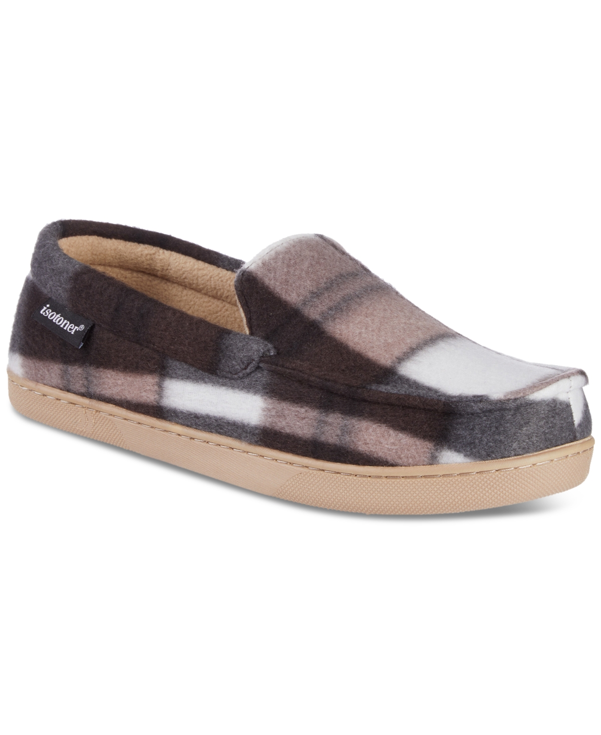 Men's Plaid Fleece Cameron Moccasin Slippers - Navy/blue
