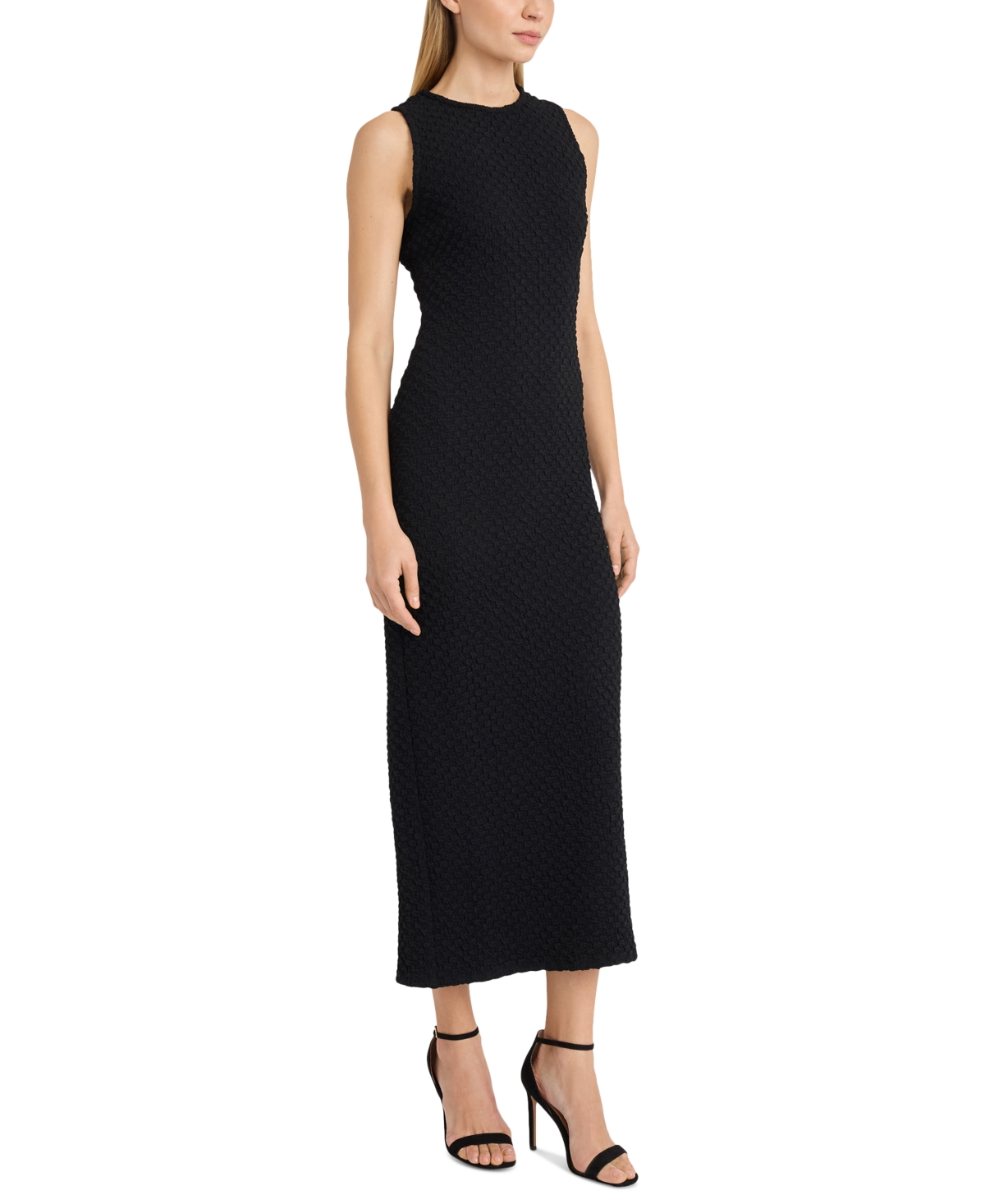 Donna Morgan Women's Textured Open-Back Sleeveless Dress
